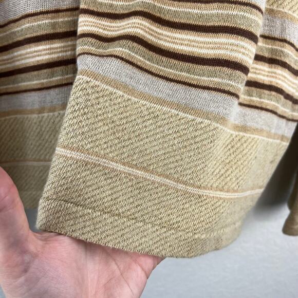 Vintage Y2K Ralph Lauren LRL Tan Brown Striped Linen Blend Sweater Large Western - Picture 3 of 6